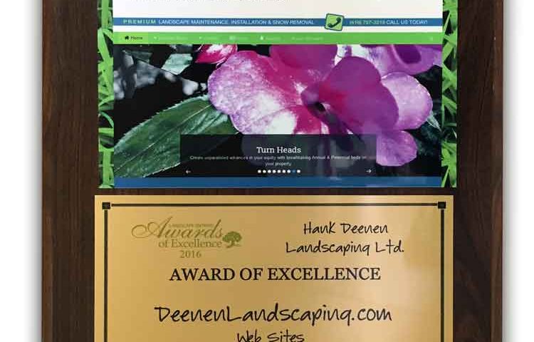 Hank Deenen Landscaping Ltd. wins Award of Excellence in website design